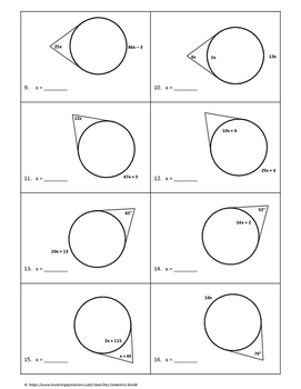 Geometry Worksheet: Tangent Lines by My Geometry World | TpT