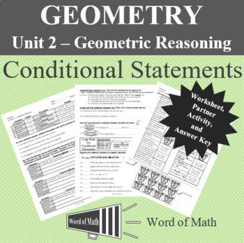 Preview of Geometry  Worksheet and Partner Activity - Conditional Statements