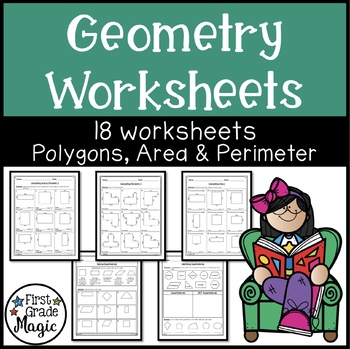 Preview of Polygons, Quadrilaterals, Area, and Perimeter Geometry Worksheets