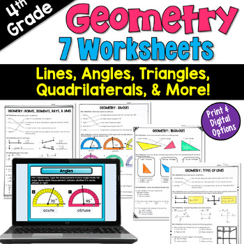 Preview of Geometry Worksheets for 4th Grade in Print and Digital with TpT Easel