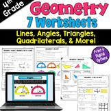 Geometry Worksheets for 4th Grade in Print and Digital wit