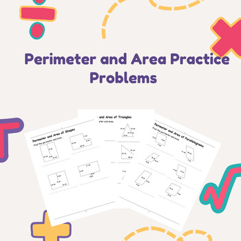 Preview of Geometry Worksheets, Perimeter and Area of Triangles, Rectangles ... & More