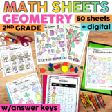 2nd Grade Geometry Math Worksheets - 2D and 3D Shapes, Fra