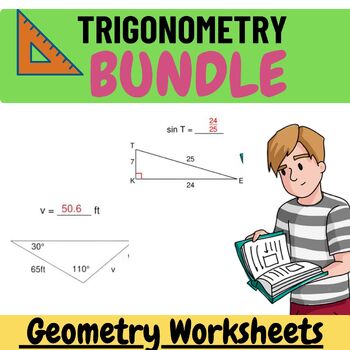 Preview of Geometry Worksheets - Trigonometry Worksheets