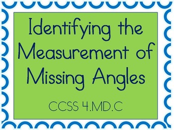 Preview of Identifying Measurements of Missing Angles (Worksheets & Vocabulary Chart)