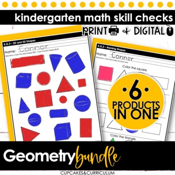 Preview of Geometry Worksheets for Kindergarten Math