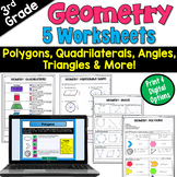 Geometry Worksheets for Third Grade in Print and Digital