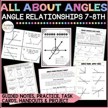 Preview of Geometry: all about angles- guided notes, poster/vocab, HW, task cards & project