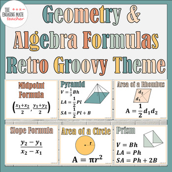 Preview of Geometry and Algebra Formula Posters: Boho, Retro, Groovy Theme