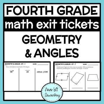 Preview of Geometry and Angles - Fourth Grade Math Exit Tickets Assessment