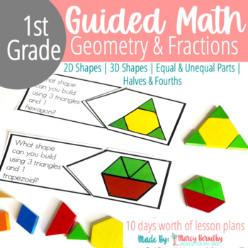 Preview of Geometry and Fraction Activities  | 1st Grade Guided Math