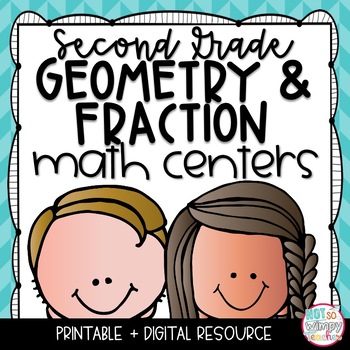 Preview of Geometry and Fractions Math Centers SECOND GRADE