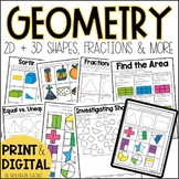 Geometry and Fractions Worksheets and Assessments | Activi