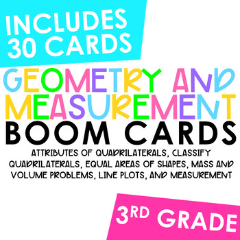 Preview of Geometry and Measurement BOOM Cards | 3rd Grade