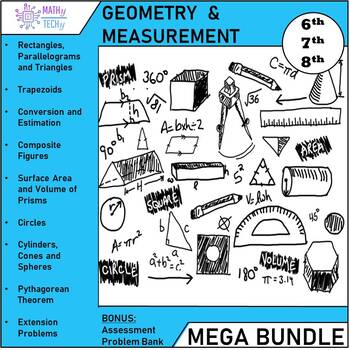 Preview of Geometry and Measurement Grade 6  7  8 - Unit Bundle