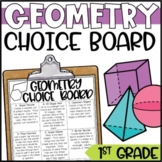 Geometry and Shapes Choice Board and Activities for 1st Grade