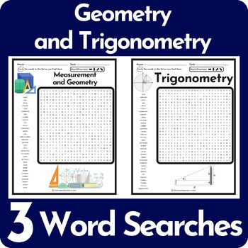 Preview of Geometry and Trigonometry Word Search Puzzle BUNDLE