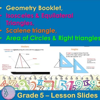 Preview of Geometry booklet | Triangles & Areas | 5th Grade PowerPoint Lesson Slides