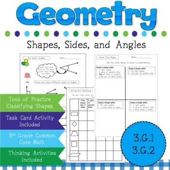 Preview of Geometry for 3rd Grade Common Core 3.G.A.1 and 3.G.A.2