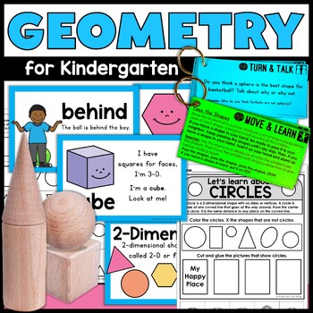 Preview of 2D and 3D Shapes and Positional Words - Kindergarten Geometry Activities