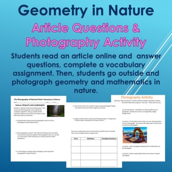 Preview of Geometry in Nature: Article Questions and Photography Activity-Distance Learning