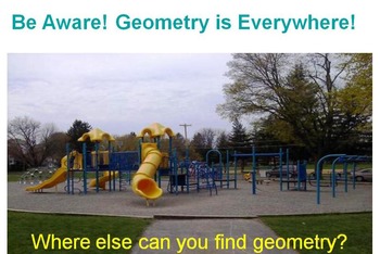 Preview of Geometry of a Playground Smart Bd, PPT, PDF (grades 3-5) shapes, angles, lines.