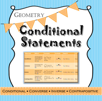 Preview of Geometry Conditional Statements with practice charts
