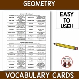 Geometry vocabulary cards