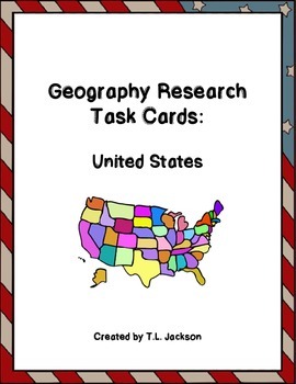 Preview of Geography Research Task Cards:  United States