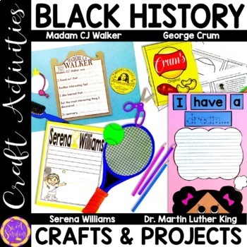 Preview of Black History Month Art Projects - Crafts MLK day George Crum Serena Williams