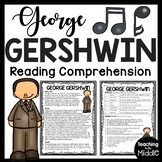 Composer George Gershwin Biography Reading Comprehension W