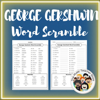 Preview of George Gershwin Word Scramble