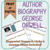 George Orwell Author Biography Worksheet, Answer Sheet, PD