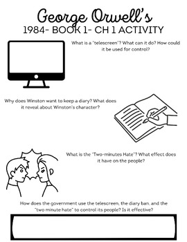 Preview of George Orwell's 1984 Book 1 Ch. 1 Activity Questions