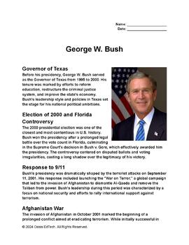 Preview of George W. Bush Worksheet