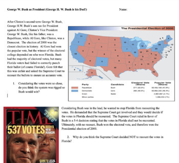 Preview of George W. Bush as President Reading and Questions (NO PREP)