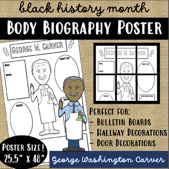 Preview of George W Carver Body Biography Collaborative Research Poster-Black History Month