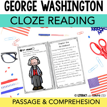 Preview of George Washington Reader with Comprehension Activities and Cloze Passage