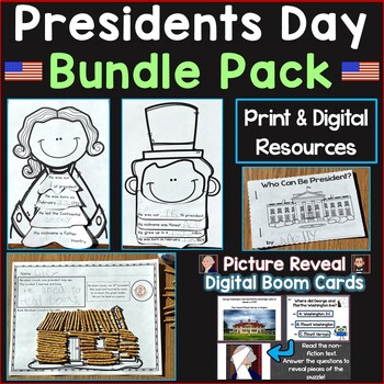 Preview of George Washington Abraham Lincoln Presidents Day Print & Digital Activities