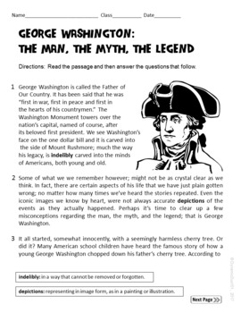 Preview of George Washington & Abraham Lincoln Test Prep Reading Passages 3 Pack