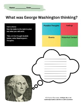Preview of George Washington American Revolution Thought Bubble Worksheet