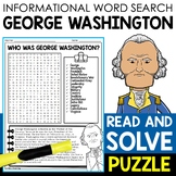 George Washington Biography Word Search Puzzle Presidents'