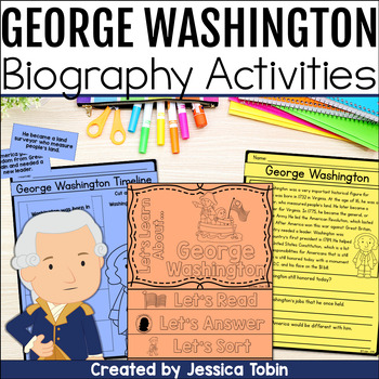 Preview of George Washington Biography Graphic Organizer, Presidents Day Activities & Craft