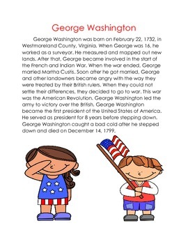 Preview of George Washington Biography and Sequence