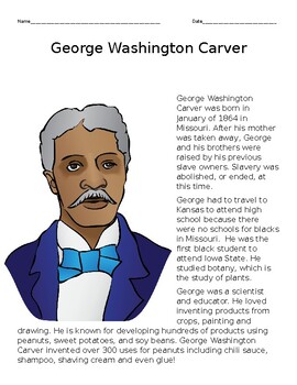 George Washington Carver by Chan Holloway | Teachers Pay Teachers