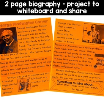 george washington carver black history simple reading activity for