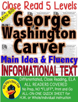 Preview of George Washington Carver CLOSE READING LEVELED PASSAGES Differentiated