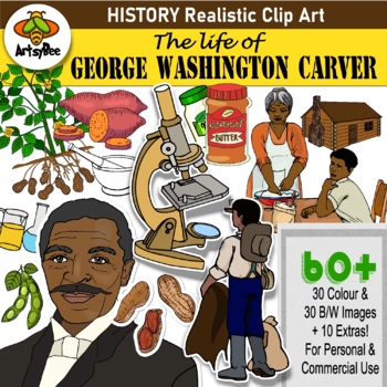 Preview of George Washington Carver Clipart Set of 60+ images Black History Inventors