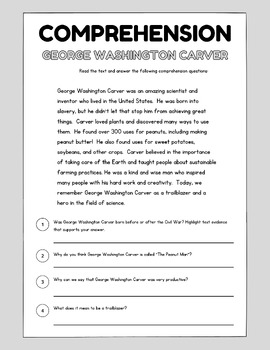 Preview of George Washington Carver Easy to Read Passage
