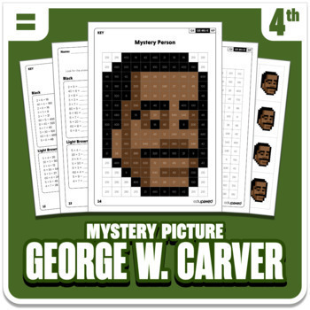 Preview of George Washington Carver | Math Mystery Picture Activity | Grade 4 Operations